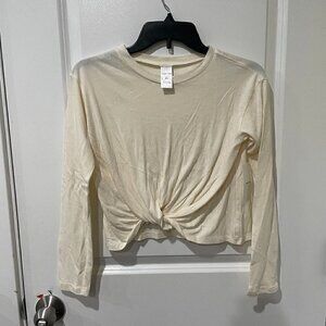 Nordstrom Girls Cream Long Sleeve Top